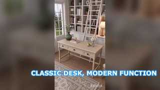 Vintage Spindle-Leg Writing Desk with Triple Storage Drawers | Solid Wood Desk