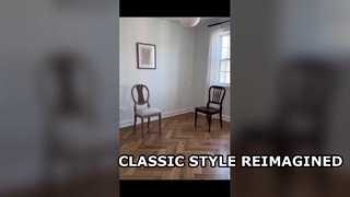 Vintage Pattern Solid Wood Upholstered Dining Chair | Contrast Back Design