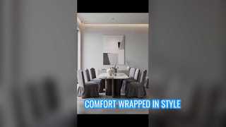 Skirted Slipcover Dining Chair with Upholstered Seat & Back | Custom Dining Furniture