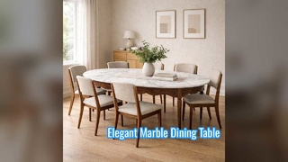 French Marble Dining Table Elegant Solid Wood Base