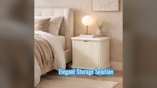 Cream Fluted Bedside Cabinet Storage Solution