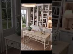 Vintage Spindle-Leg Writing Desk with Triple Storage Drawers | 125 × 52 × 77 cm Home Office Desk