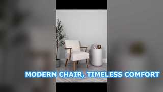 Lambswool Upholstered Dining Chair with Armrests and Solid Wood Legs