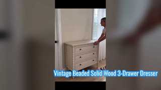 Vintage Solid Wood 3-Drawer Dresser with Decorative Beaded Details